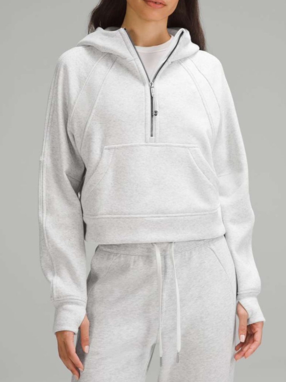 Lululemon Scuba Oversized Gray Half-Zip Cropped Hoodie XL/XXL